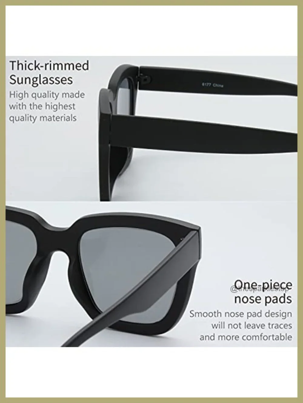 Retro Oversized Square Sunglasses UV400 Protection Lightweight